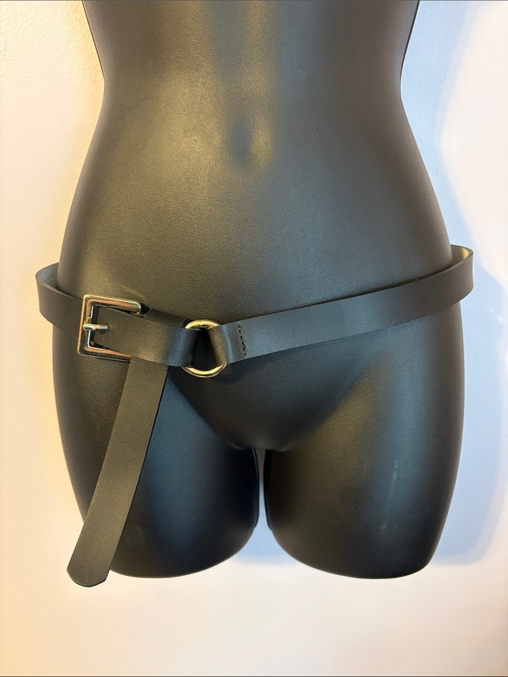 White House Black Market Black Partially Leather Faux Knot Black Belt size S